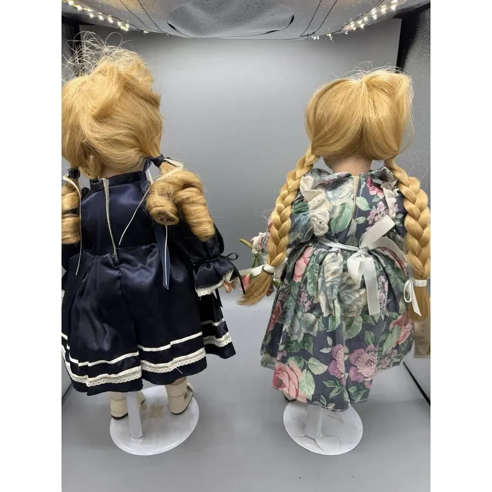 Treasure Dollmaster Porcelain Dolls 20” Blonde Pair w Tags